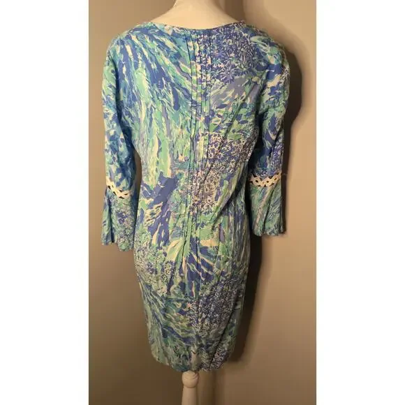 Lilly Pulitzer Hollie Blue Haven Hey Hey Soleil Shift Dress Size M - Picture 3 of 8